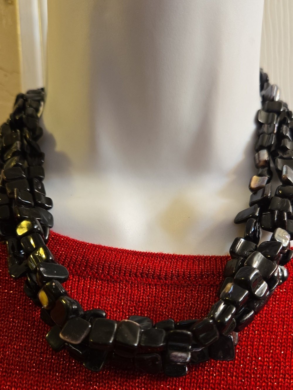 Layered Black Stone Multi-Strand Necklace - Women Jewelry